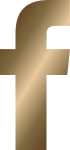 Gold Facebook logo with a reflective finish.